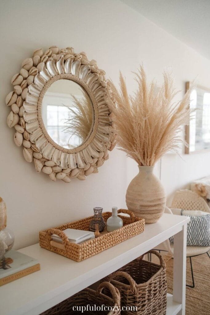Shell Mirror Coastal Living Room
