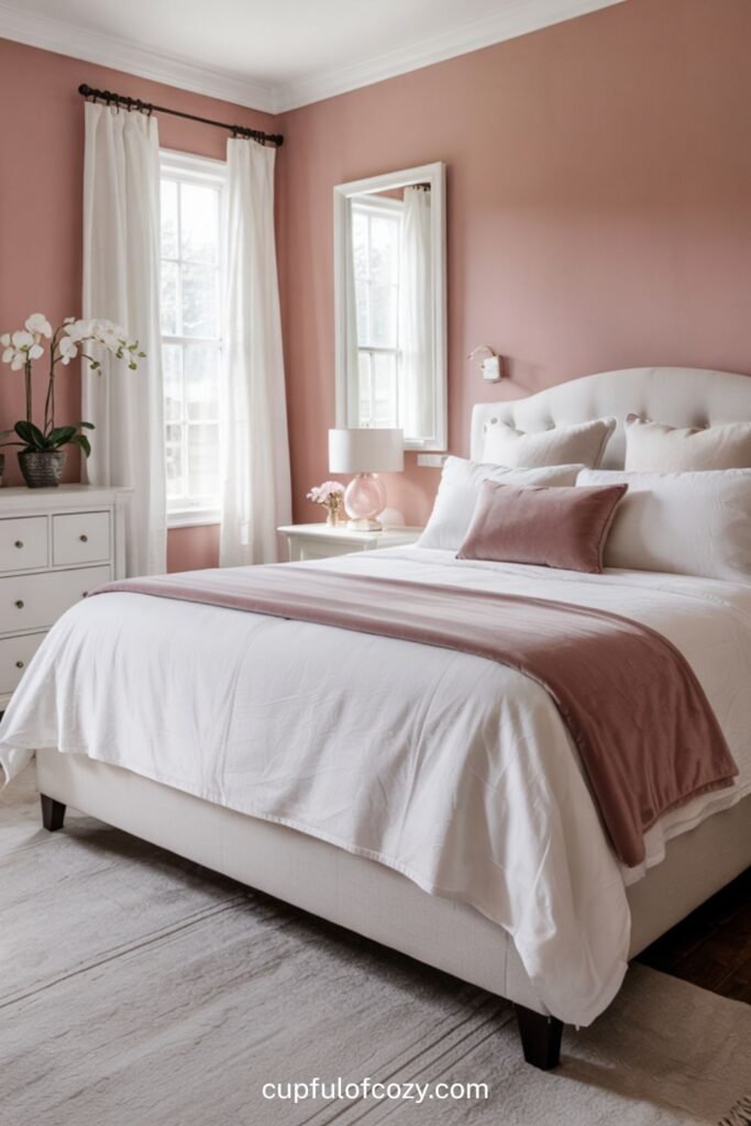 Sophisticated Pink and White Adult Bedroom