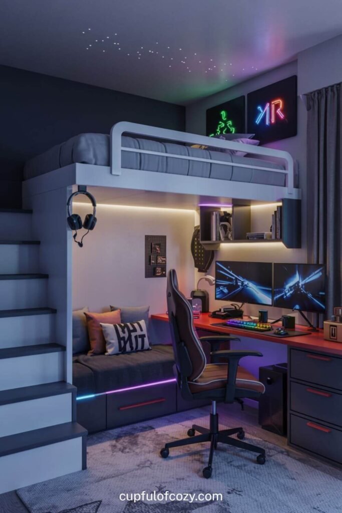 Ultimate Gaming Paradise Under The Stars Loft Bed
