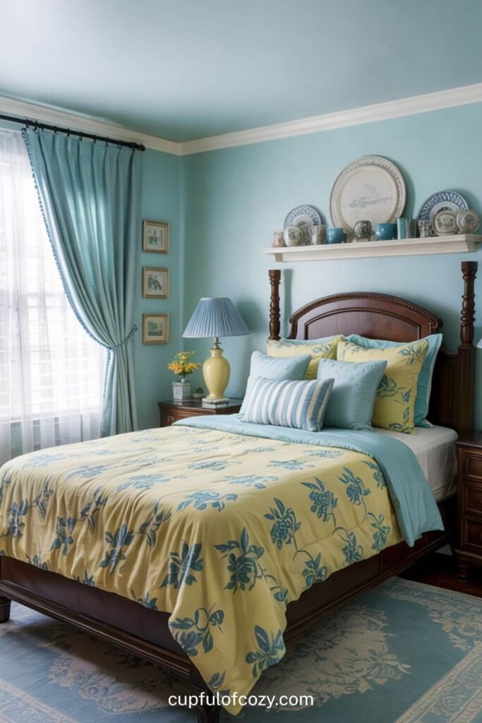 Vintage Charm Light Blue and Pale Yellow Bedroom (2)