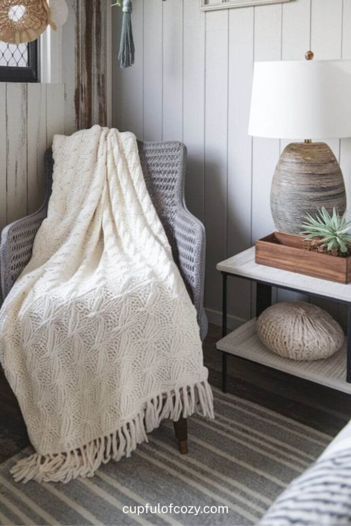 White Knit Blanket for Airy Layers