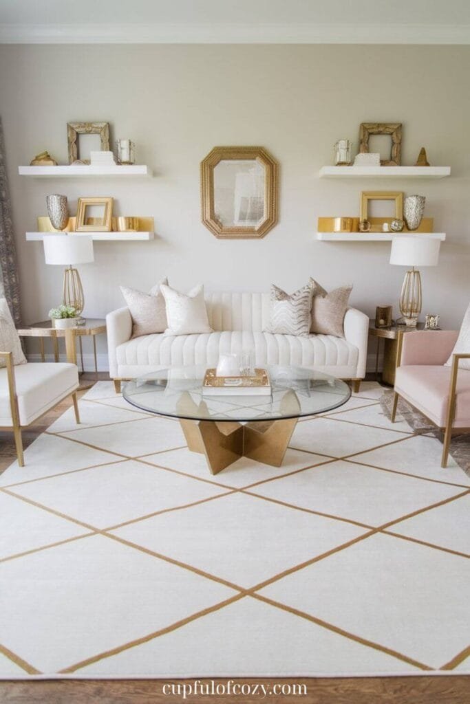 White Shelves with Metallic Accents