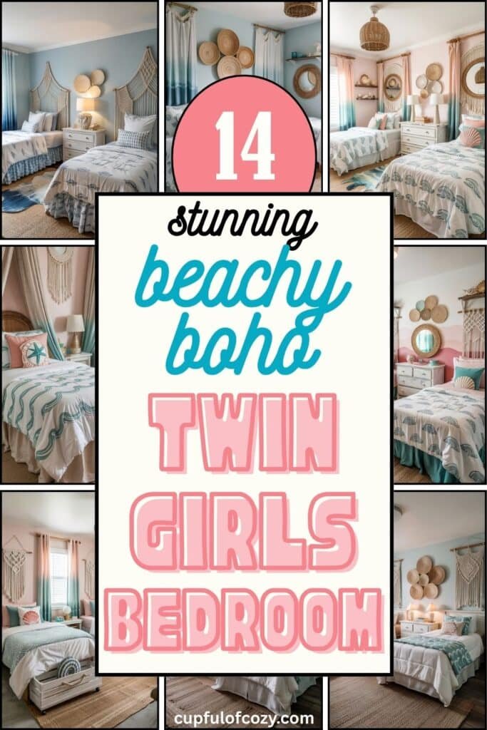 beachy boho twin girls bedroom