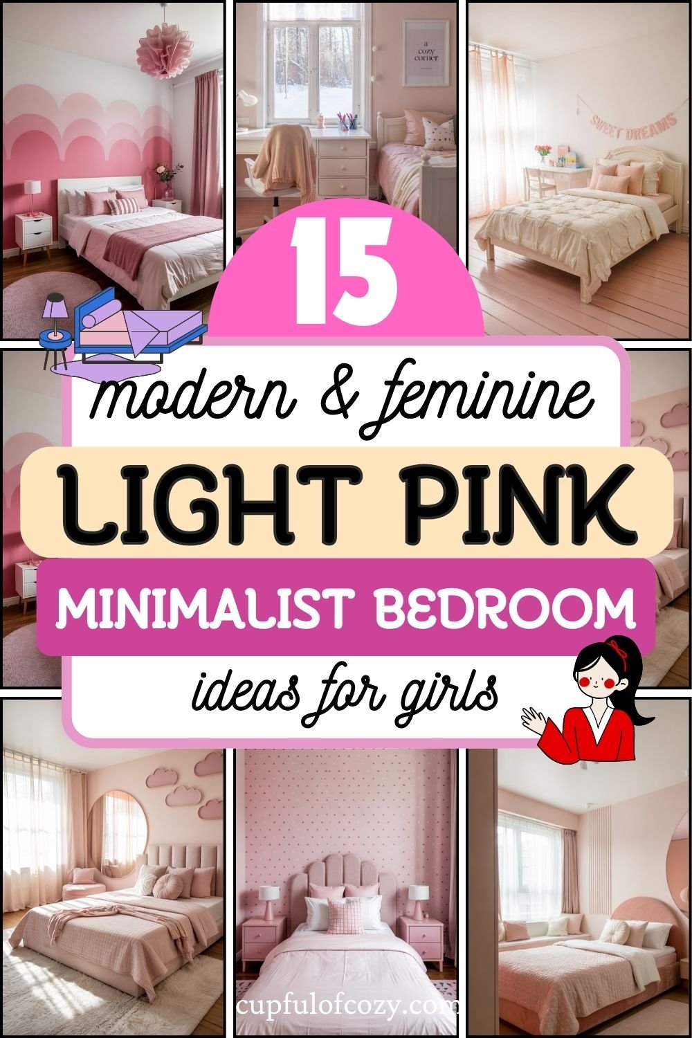 light pink minimalist bedrooms for girls (3)