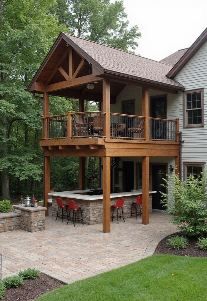 21 Jaw-Dropping Backyard Outdoor Kitchen Designs to Elevate Your Summer BBQs! - 14. Elevated Entertainment Space
