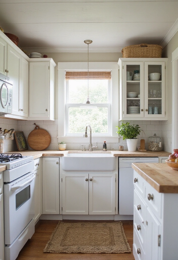 20 Charming Small Coastal Cottage Kitchens to Spark Your Decor Dreams! - 18. Timeless White Cabinets