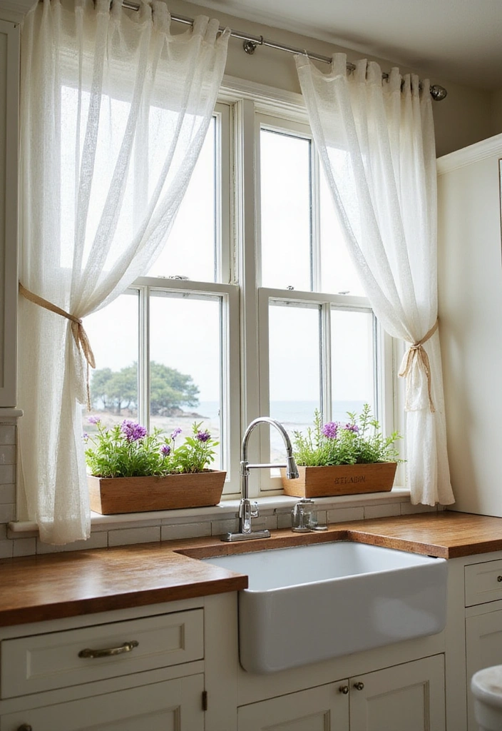 20 Stunning Small Beach House Kitchen Coastal Style Ideas You Can't Miss! - 5. Bright and Airy Windows