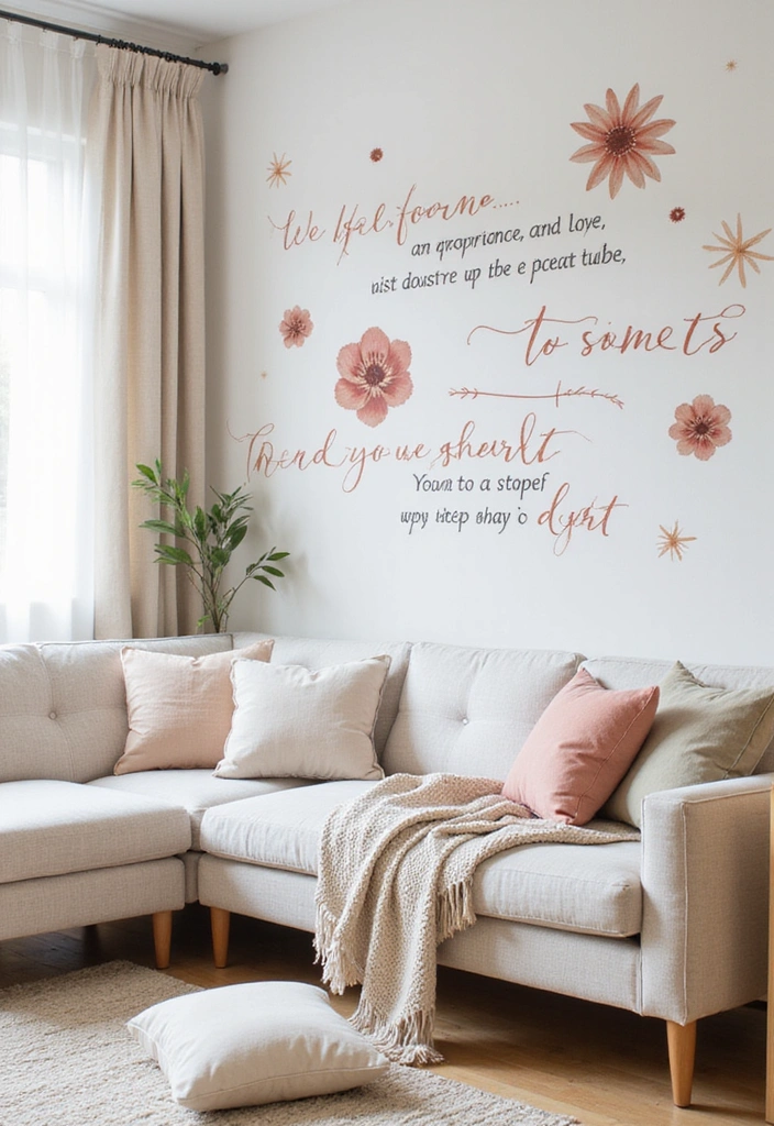 19 Affordable Girly Living Room Decor Ideas That Look Expensive! (#6 Will Shock You!) - 18. Wall Decals