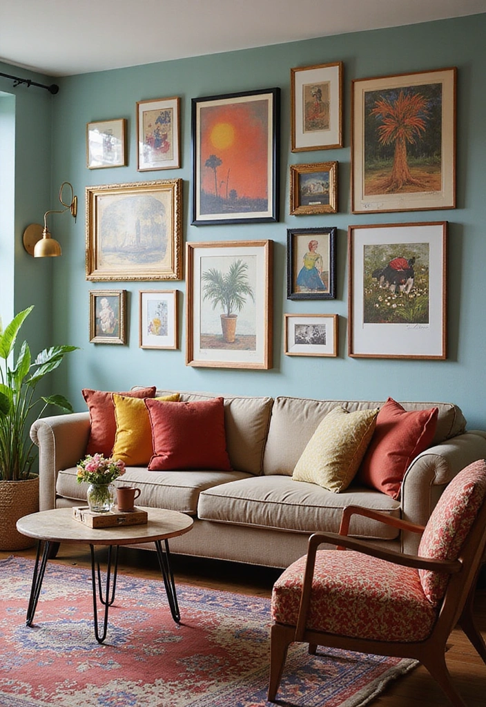 17 Eclectic Gallery Wall Styles for Your Living Room That Will Show Off Your Personality! - 5. Eclectic Mix-and-Match