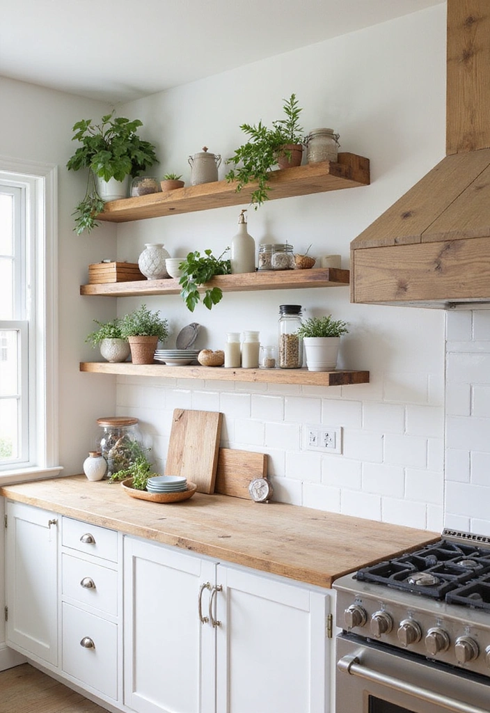 20 Budget-Friendly Coastal Hamptons Style Kitchen Ideas That Look Expensive! - 3. Natural Wood Shelving