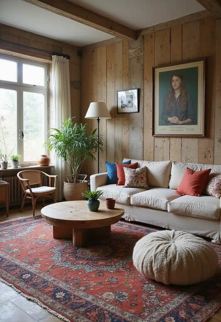 20 Boho Modern Living Room Inspirations That Add Warmth to Your Home! - 19. Recycled and Upcycled Decor