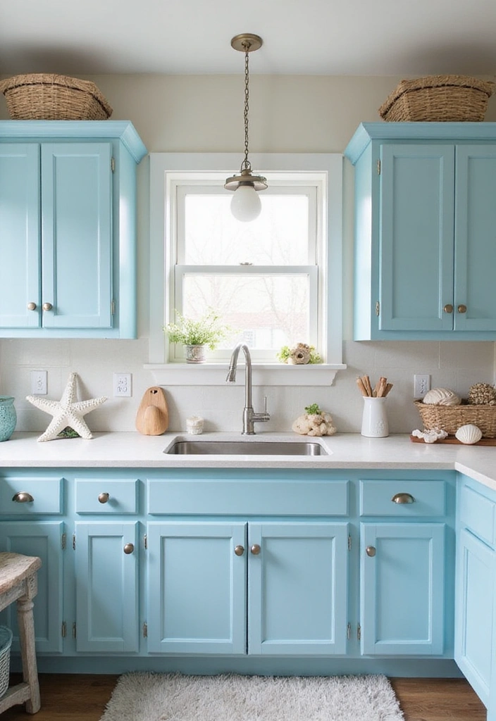 20 Gorgeous White and Blue Coastal Kitchen Ideas Perfect for a Beachy Atmosphere! - 5. Oceanic Décor