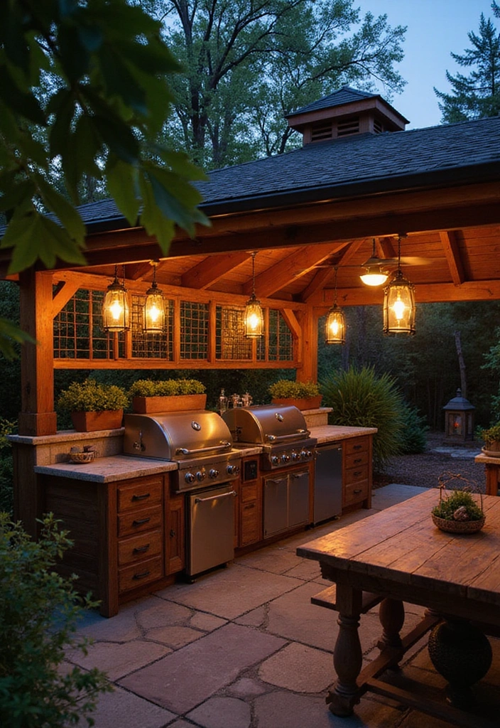 20 Creative and Cheap Outdoor Kitchen Ideas That Will Impress Your Guests! - 12. Lantern Lighting