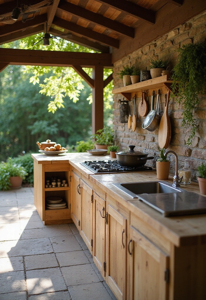 20 Creative and Cheap Outdoor Kitchen Ideas That Will Impress Your Guests! - 7. Simple Wooden Countertops
