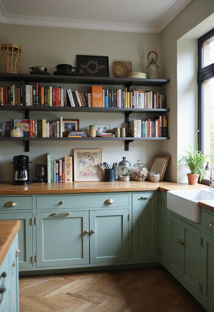 20 Unique Sage Green and Black Kitchen Ideas That Will Make You Fall in Love with Cooking Again! - 15. Sage Green and Black Cookbook Stand