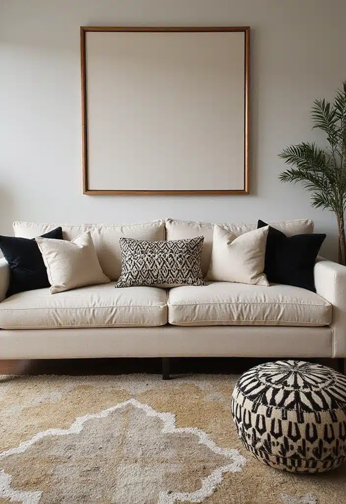 20 Jaw-Dropping Cream Black and Gold Living Room Designs You Need to See! - 4. Geometric Patterns
