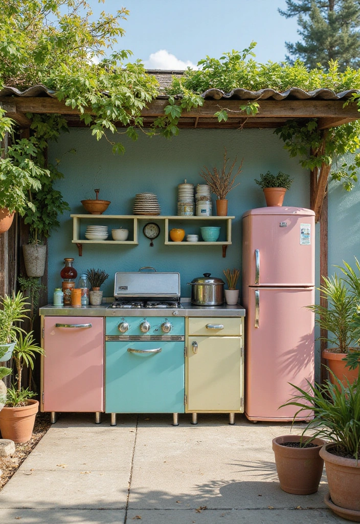 21 Jaw-Dropping Backyard Outdoor Kitchen Designs to Elevate Your Summer BBQs! - 15. Vintage Charm