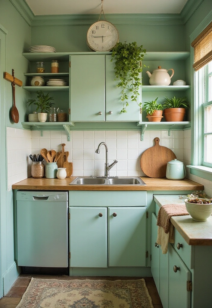 How to Make a Small Kitchen Shine with Modern Rustic Green Decor - 7. Opt for Vintage Finds