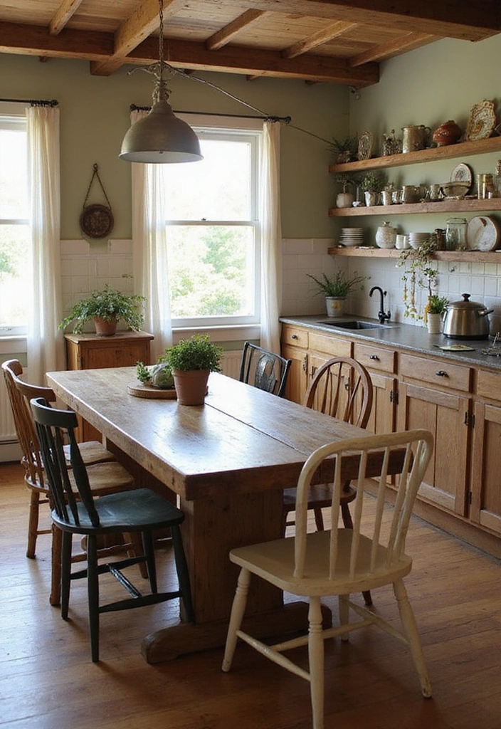 15 Timeless Kitchen Ideas That Blend Vintage Charm with Modern Elegance (Must-See #8!) - 6. Vintage Dining Furniture