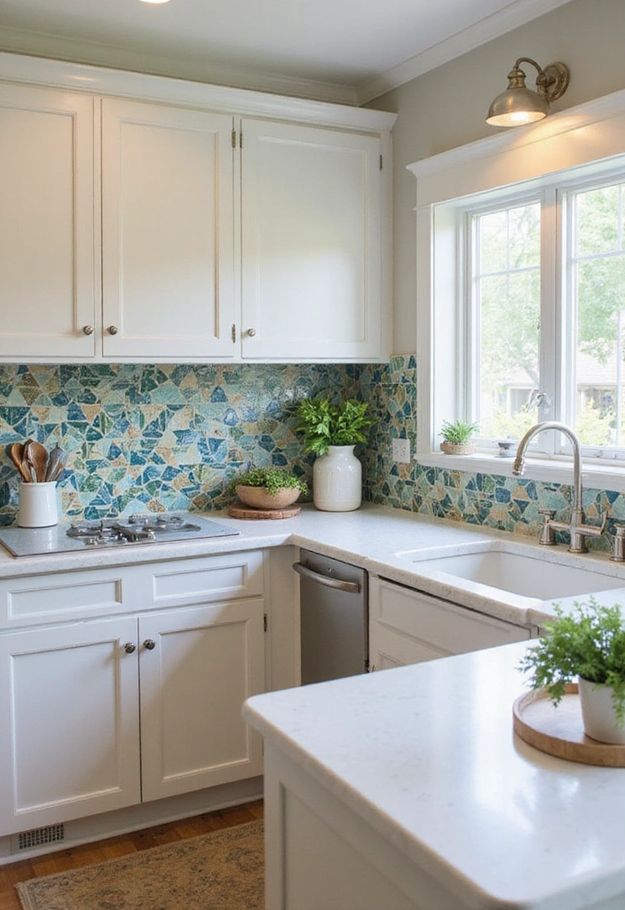 20 Stunning Small Beach House Kitchen Coastal Style Ideas You Can't Miss! - 6. Colorful Tiles for Backsplash