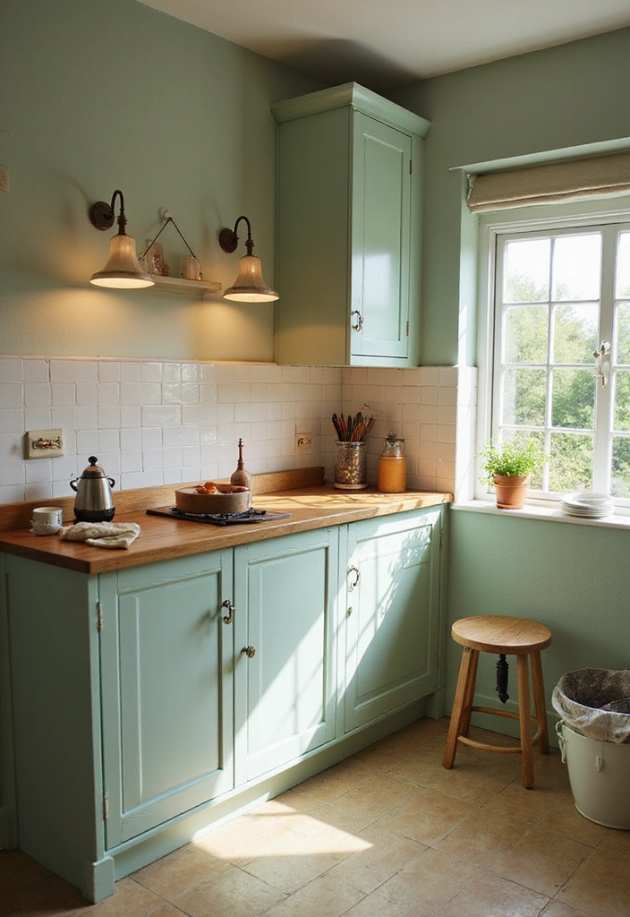 How to Make a Small Kitchen Shine with Modern Rustic Green Decor - 10. Install Warm Lighting