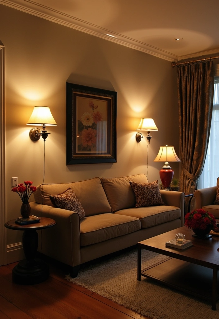 20 Elegant Living Room Makeover Ideas That Are Surprisingly Budget-Friendly! - 16. Wall Sconces for Ambiance