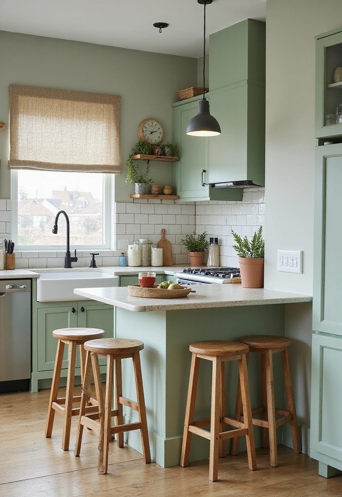 How to Make a Small Kitchen Shine with Modern Rustic Green Decor - 4. Incorporate Wood Accents