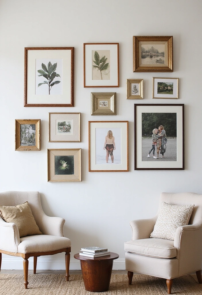 20 Elegant Living Room Makeover Ideas That Are Surprisingly Budget-Friendly! - 3. Create an Elegant Gallery Wall