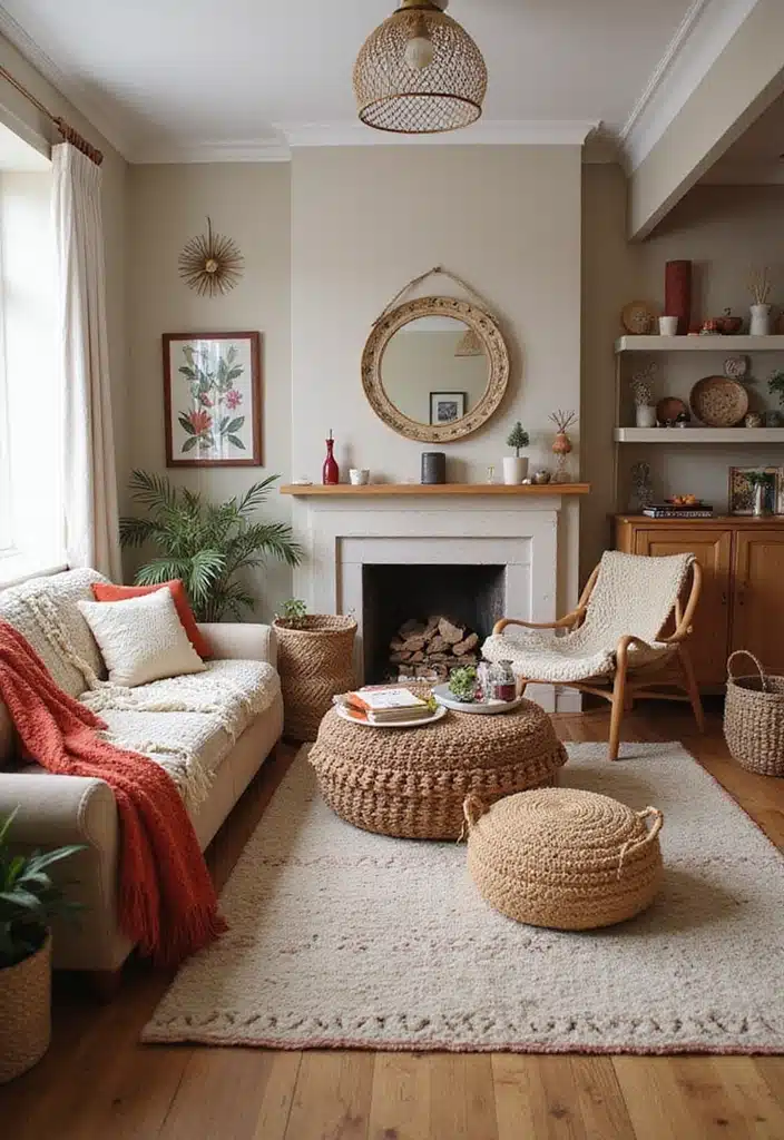 20 Boho Modern Living Room Inspirations That Add Warmth to Your Home! - 15. Warm Accessories