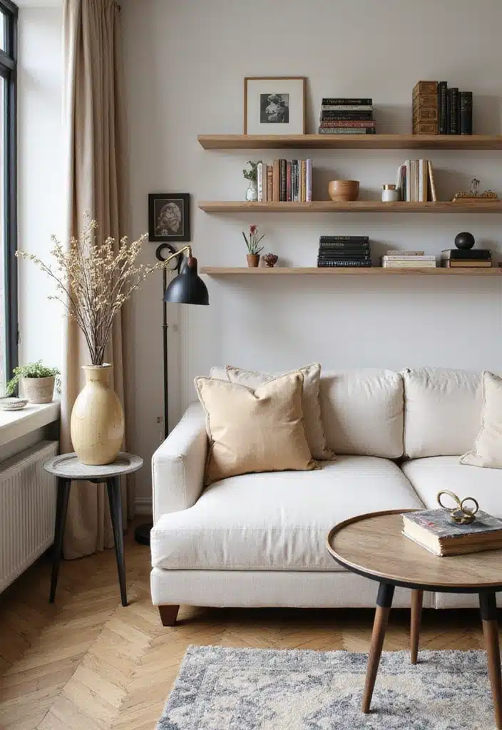 20 Jaw-Dropping Cream Black and Gold Living Room Designs You Need to See! - 24. Creative Book Displays