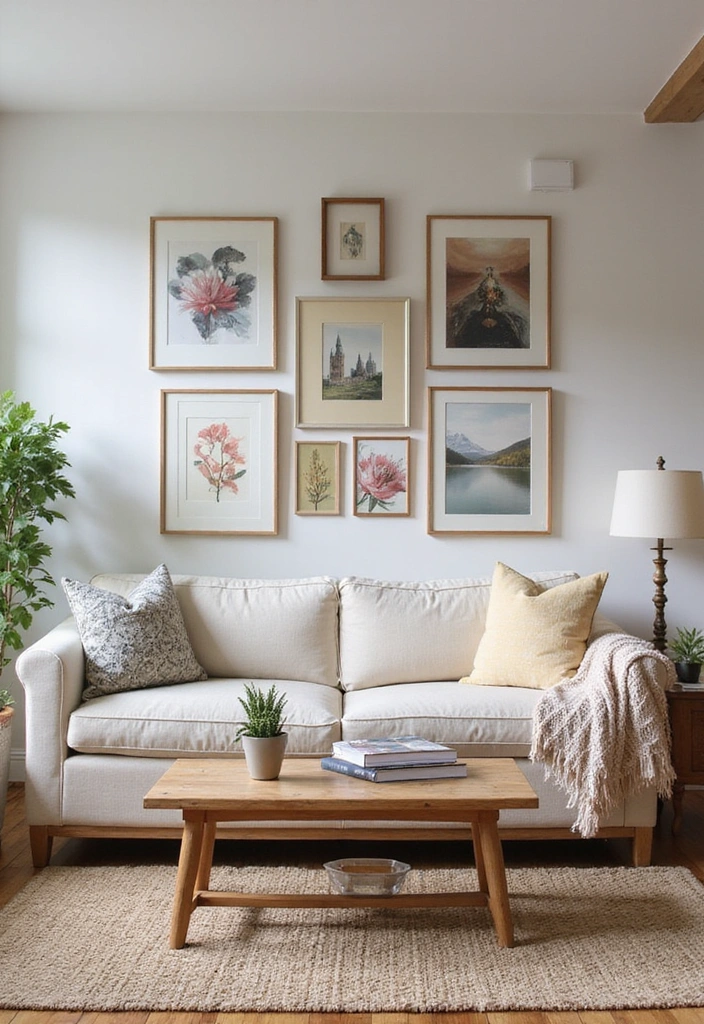 17 Eclectic Gallery Wall Styles for Your Living Room That Will Show Off Your Personality! - 8. Art and Photography Fusion