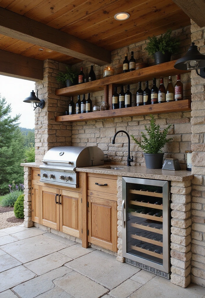 21 Jaw-Dropping Backyard Outdoor Kitchen Designs to Elevate Your Summer BBQs! - 11. Wine Lover’s Retreat