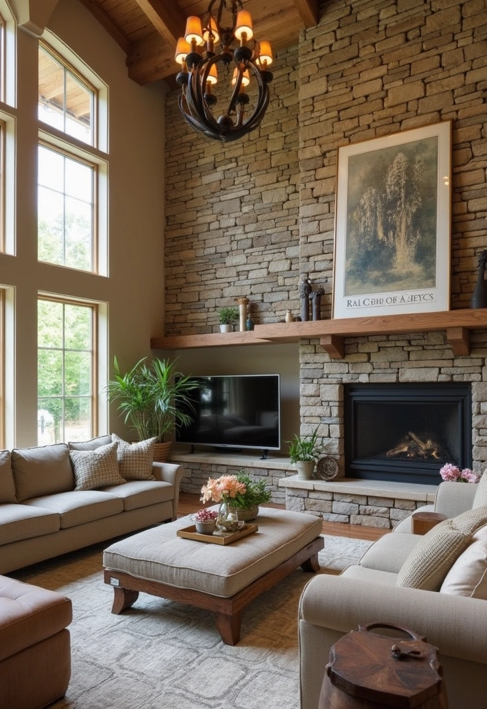 18 Cozy and Chic Modern Mediterranean Living Room Designs That Will Inspire You! - 11. Natural Stone Accents