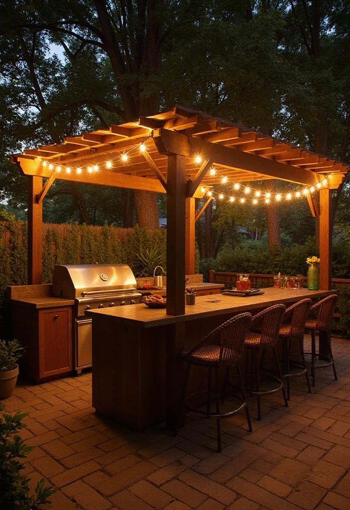 20 Creative and Cheap Outdoor Kitchen Ideas That Will Impress Your Guests! - 3. Patio String Lights