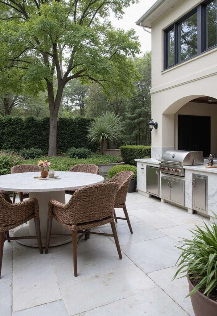 21 Jaw-Dropping Backyard Outdoor Kitchen Designs to Elevate Your Summer BBQs! - 18. Elegant Patio Kitchen