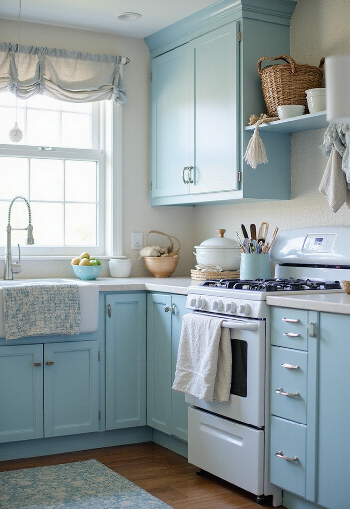 20 Gorgeous White and Blue Coastal Kitchen Ideas Perfect for a Beachy Atmosphere! - 15. Textured Fabrics
