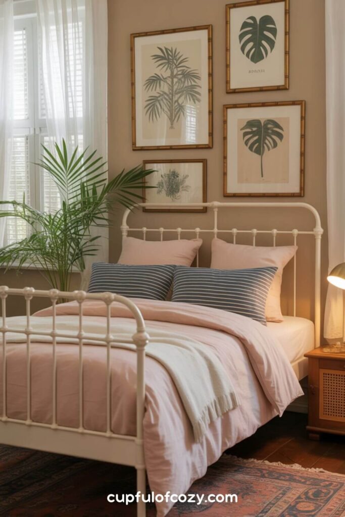 Botanical Prints in Gold Bamboo Frames