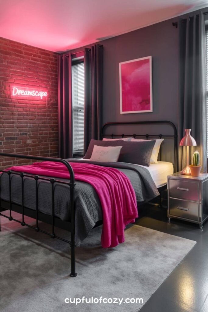 Charcoal Grey With Bright Pink Pops