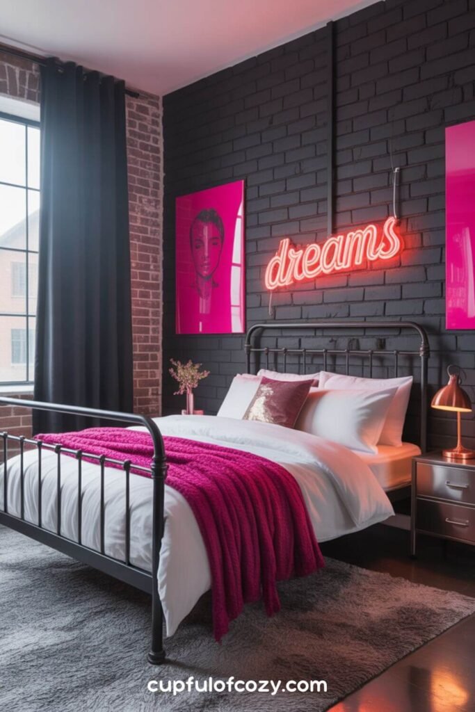 Charcoal Grey With Bright Pink Pops