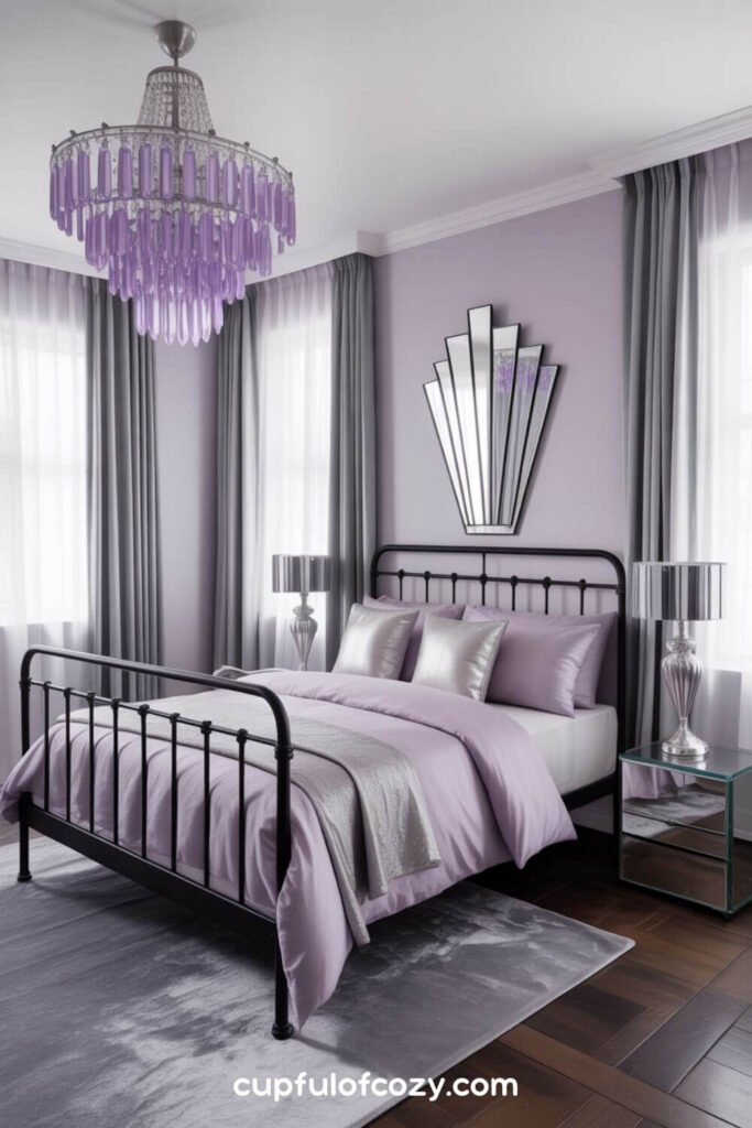 Crystal Chandelier With Lilac Accents For Soft Sparkle