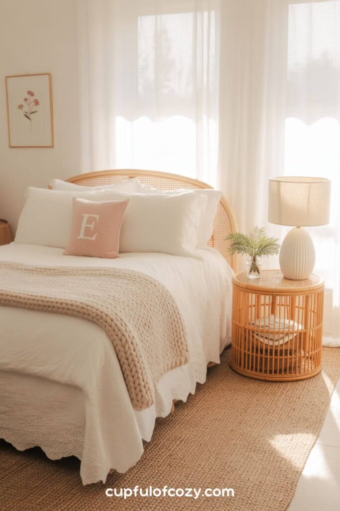 Eyelet Bedskirts with Chunky Knit Throws