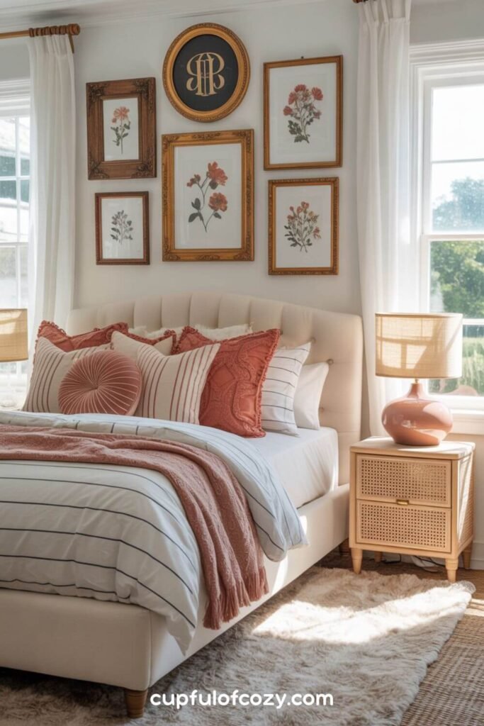 Gallery Wall with Pressed Flowers and Monograms