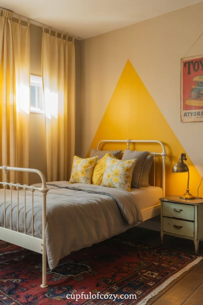Geometric Yellow Accent Wall_ The Focal Point Creator