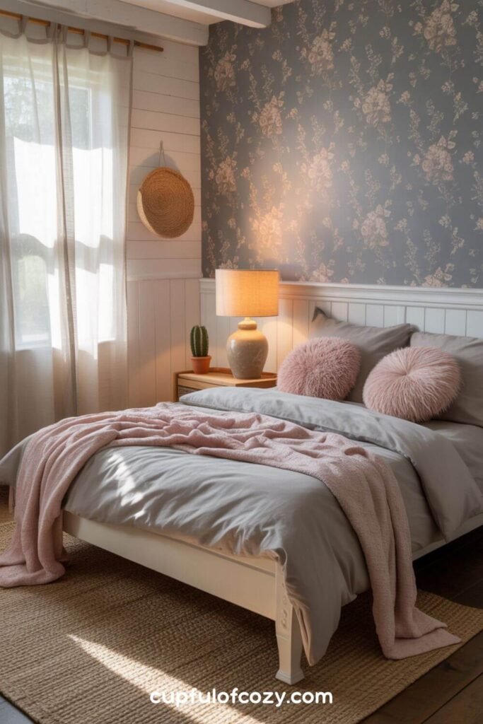 Grey Wallpaper With Subtle Pink Pattern
