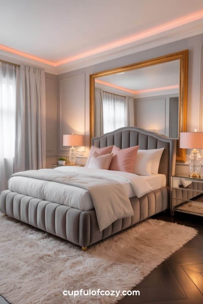 Grey Walls With Pink Ceiling