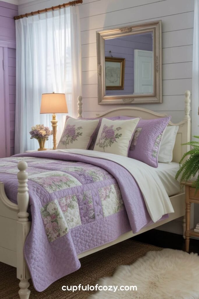 Handcrafted Lilac Quilt For Heirloom Quality