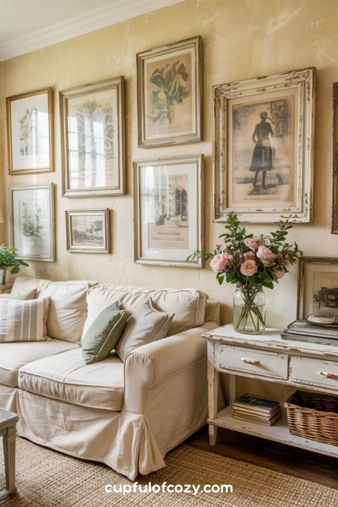 Layered Vintage-Inspired Wall Art In Romantic Themes