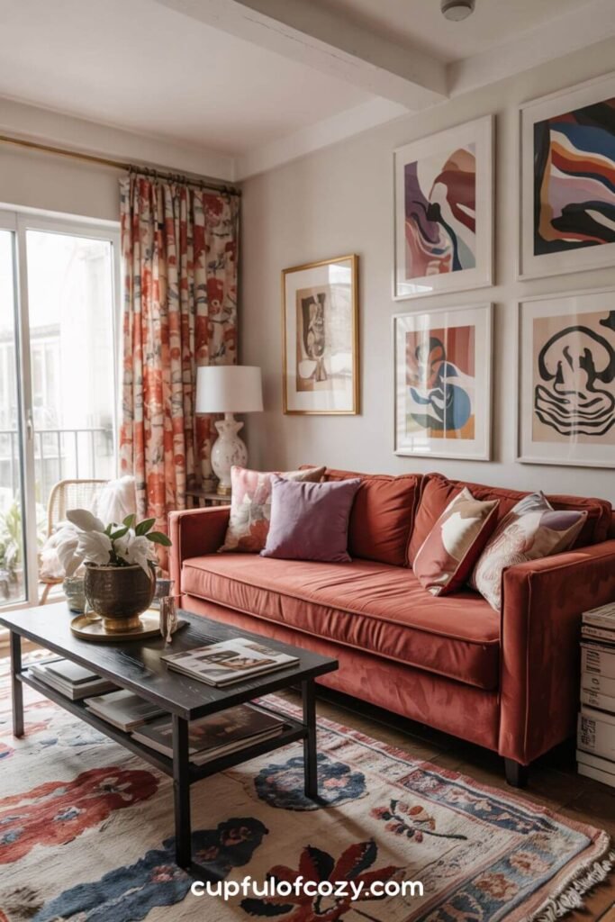 Maximalist living room_ Color and Personality in Tiny Spaces