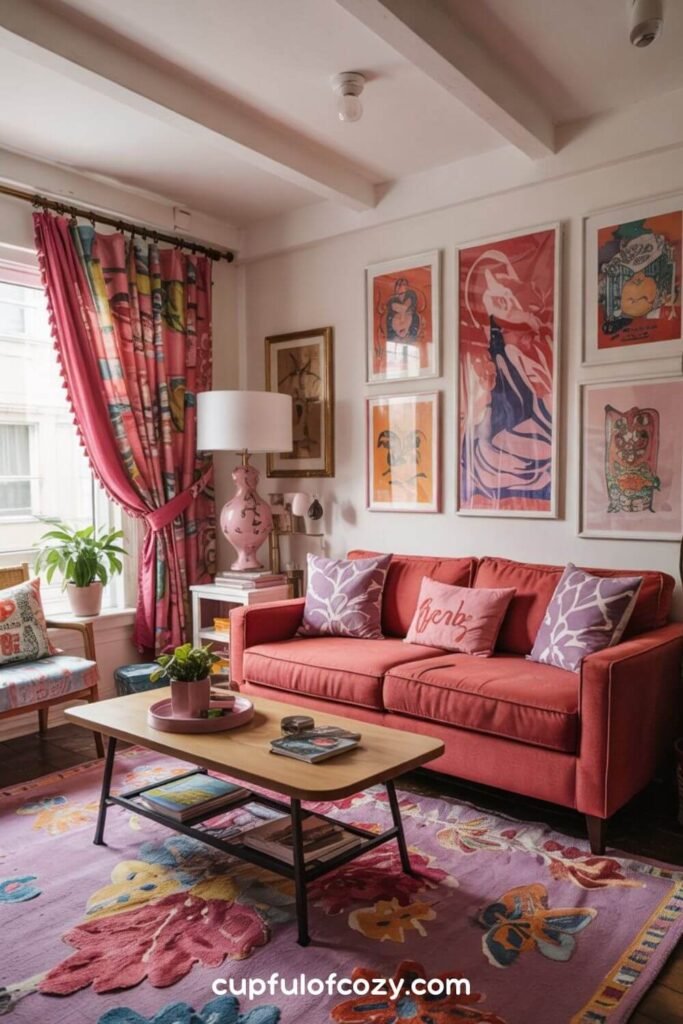 Maximalist living room_ Color and Personality in Tiny Spaces