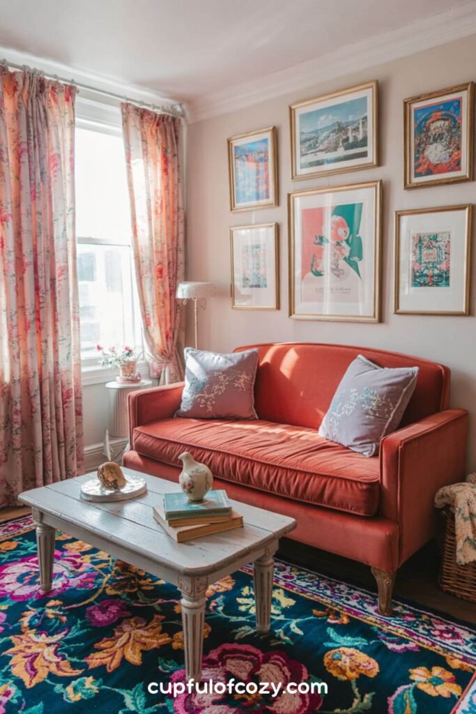 Maximalist living room_ Color and Personality in Tiny Spaces